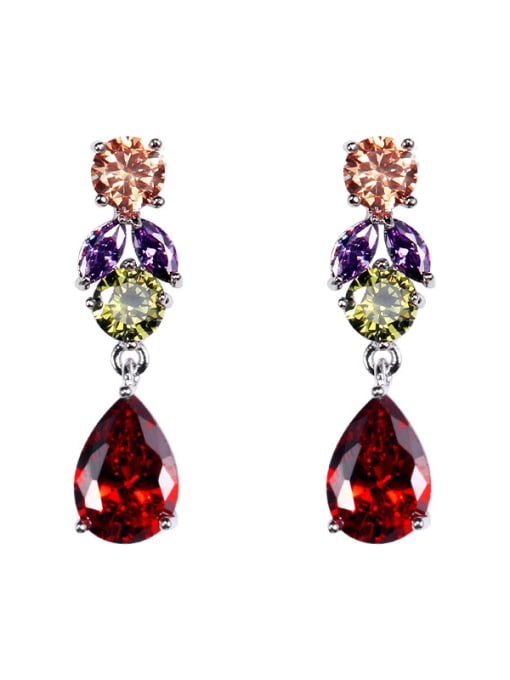 platinum Multicolor Copper With Platinum Plated Delicate Water Drop Drop Earrings