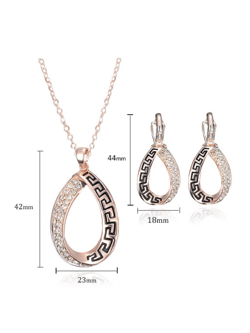 BESTIE Alloy Imitation-gold Plated Trendy style CZ Oval-shaped Two Pieces Jewelry Set 3