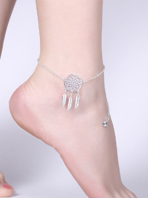 OUXI Ethnic style Hollow Round shape Feathers Anklet 1