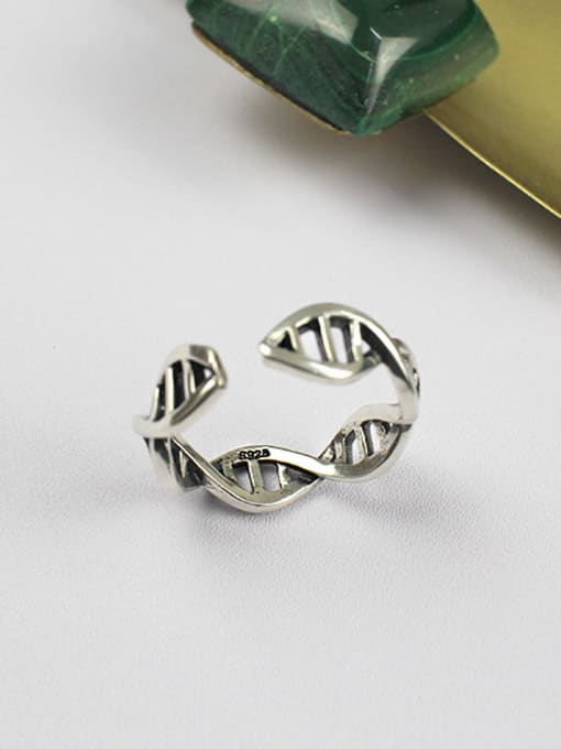 DAKA Personalized Spiral DNA shaped Silver Opening Ring 2