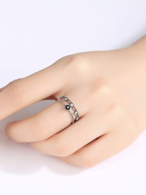 CCUI Thai Silver With Gun Plated Vintage Irregular Free Size  Rings 1