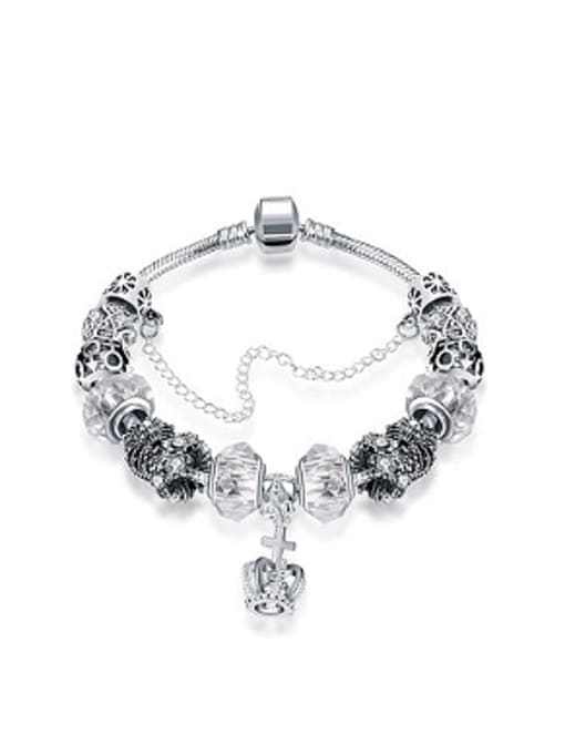 White Retro Decorations Crown Glass Beads Bracelet