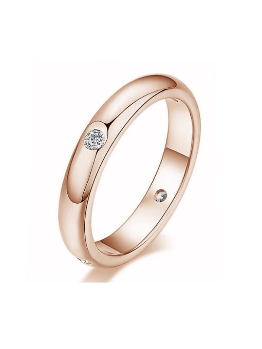 Rose Gold Simple Tiny Cubic Zircon Copper Ring