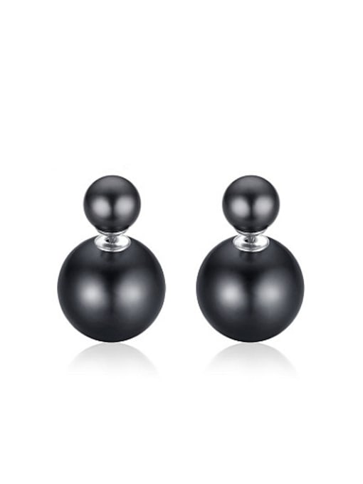 CONG Personality Black Plastic Beads Geometric Shaped Stud Earrings 0