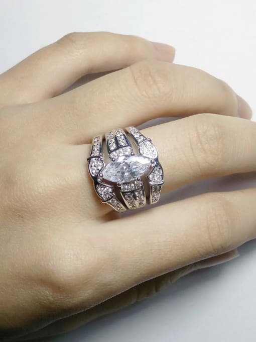 KENYON Exaggerated Marquise Cubic White Zirconias Copper Ring Set 1