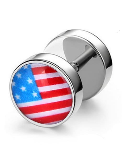 Star Spangled Banner Stainless Steel With Silver Plated Trendy Geometric umbbell Stud Earrings