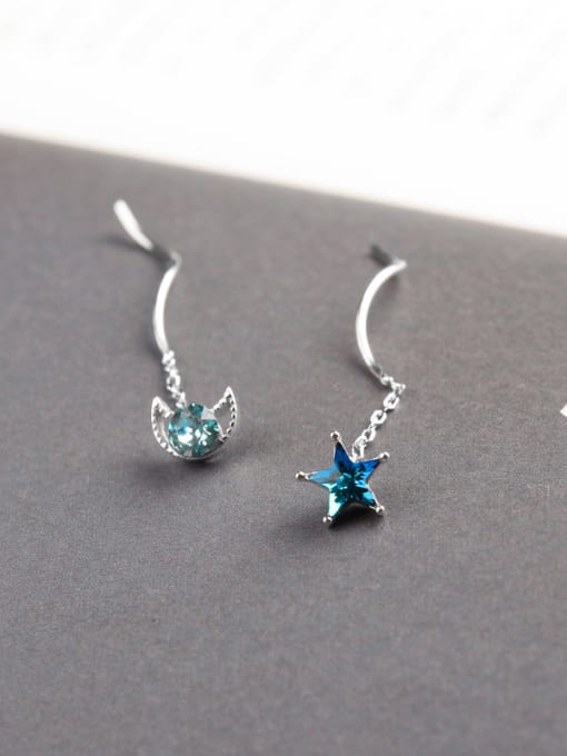 Peng Yuan Austria Crystal Moon Star Line Earrings 0