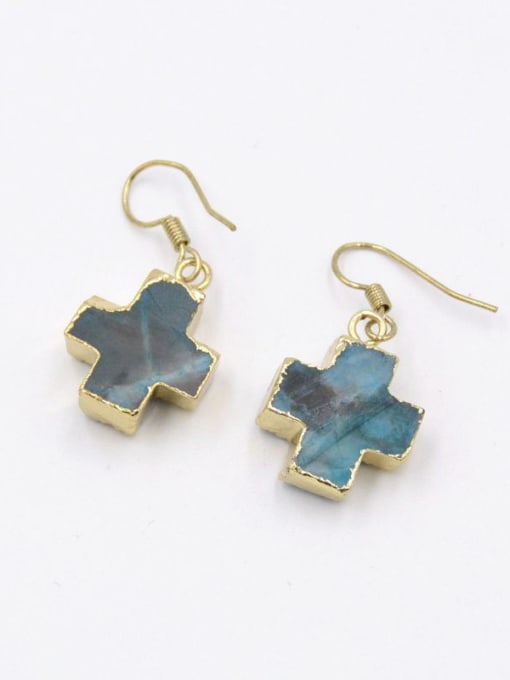 Tess Personalized Cross Blue Natural Crystal Earrings 1