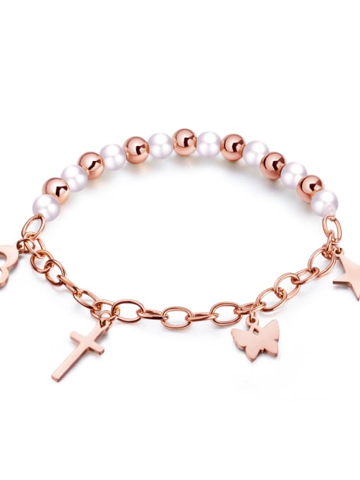 991 Rose Stainless Steel With Rose Gold Plated With heart star Bracelets