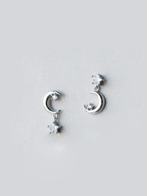 Rosh S925 Silver sweet Moon and Star Stud cuff earring 0