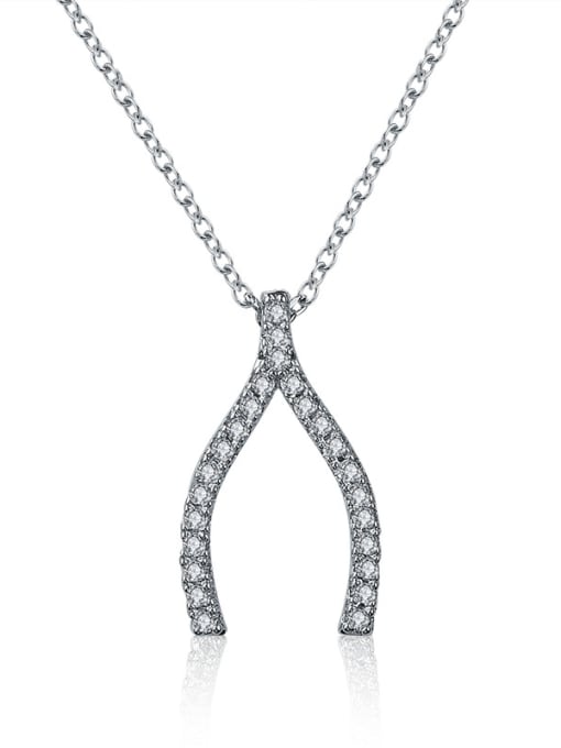 ALI Simple Y letter Pendant Chain  Zircon Necklace 0