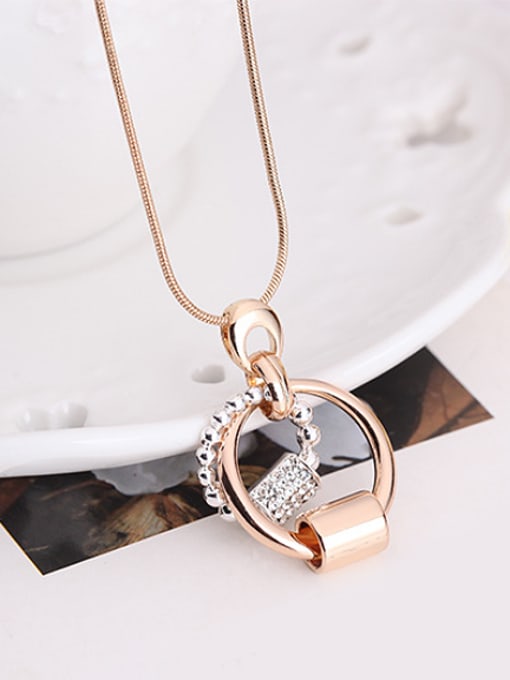 BESTIE Alloy Rose Gold Plated Fashion Rhinestones Round shaped Two Pieces Jewelry Set 1