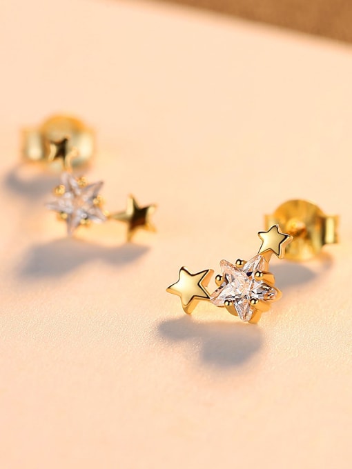CCUI 925 Sterling Silver With 18k Gold Plated Cute Star Stud Earrings 2