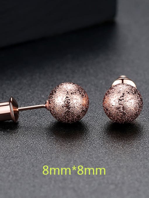 8mm-T01G16 Copper With 18k Rose Gold Plated Simplistic Ball Stud Earrings