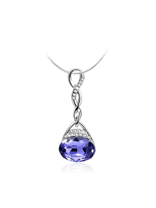 Ronaldo Purple Water Drop Shaped Glass Stone Necklace 0