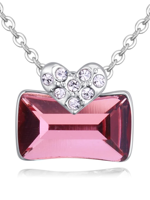 pink Simple Little Heart austrian Crystals Alloy Necklace