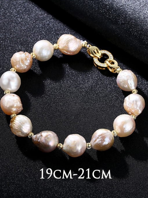19cm-21cm Pure silver plating 18K-gold Baroque natural pearl bracelet