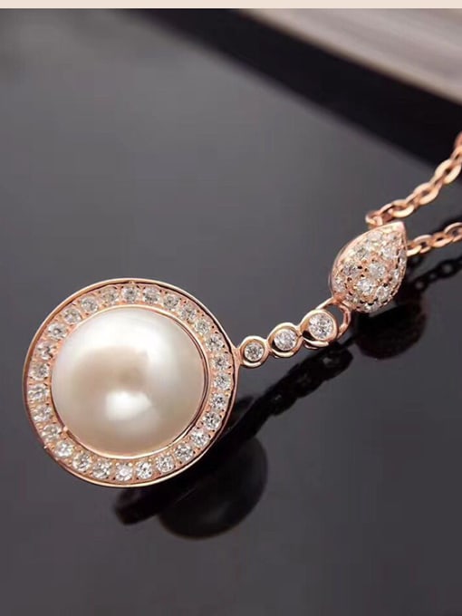 rose gold 2018 Freshwater Pearl Zircon Necklace