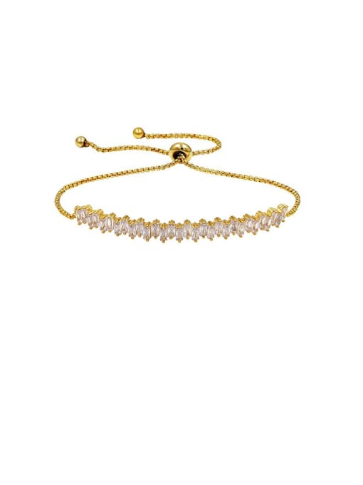 Champagne gold Copper With Cubic Zirconia Personality Geometric Adjustable Bracelets