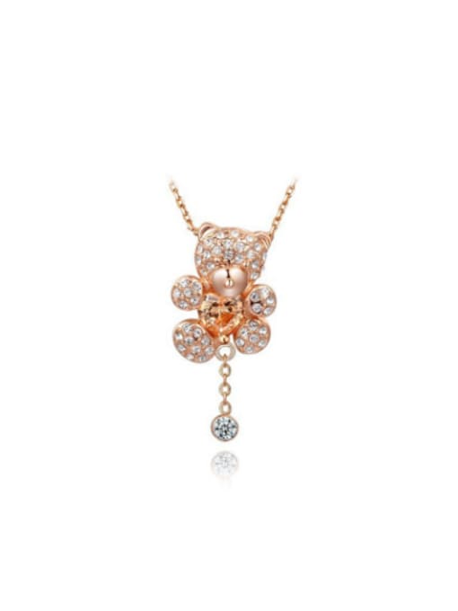 Rose Gold Lovely Bear Shaped Austria Crystal Necklace