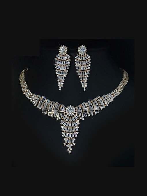 L.WIN Fashionable Zircon Necklace earring Jewelry Set