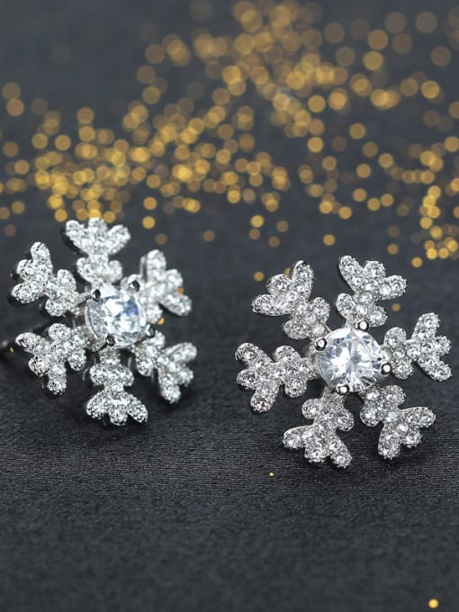 kwan Micro Pave Zircons Snowflake Stud Earrings 1