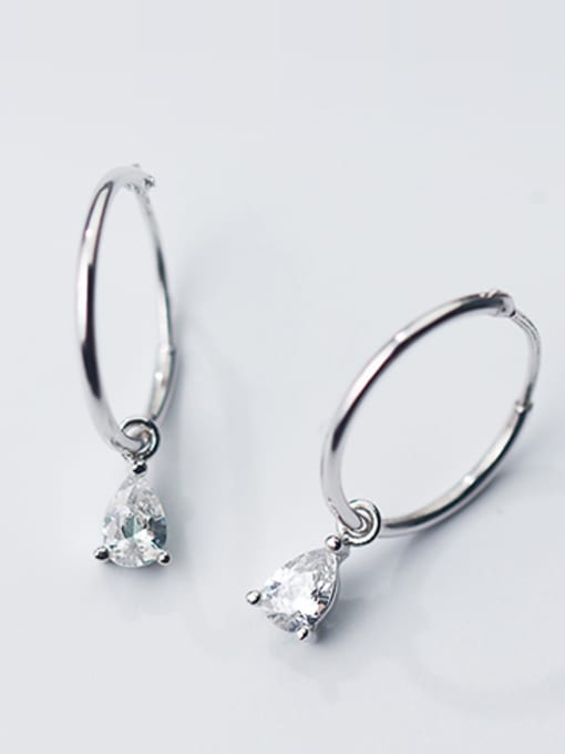 Rosh Temperament Water Drop Shaped Rhinestones Silver Drop Earrings