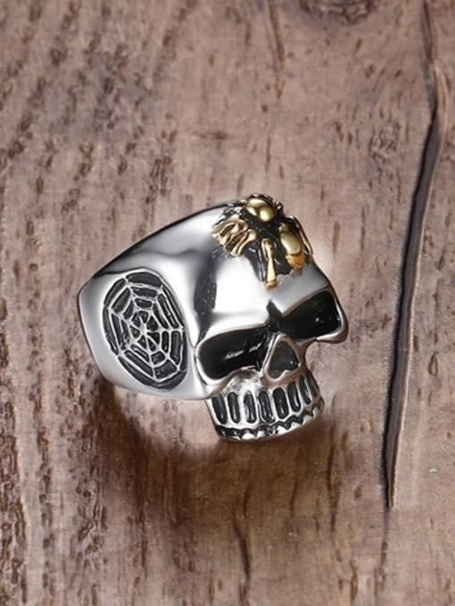 CONG Fashionable Double Color Design Skull Shaped Titanium Ring 1
