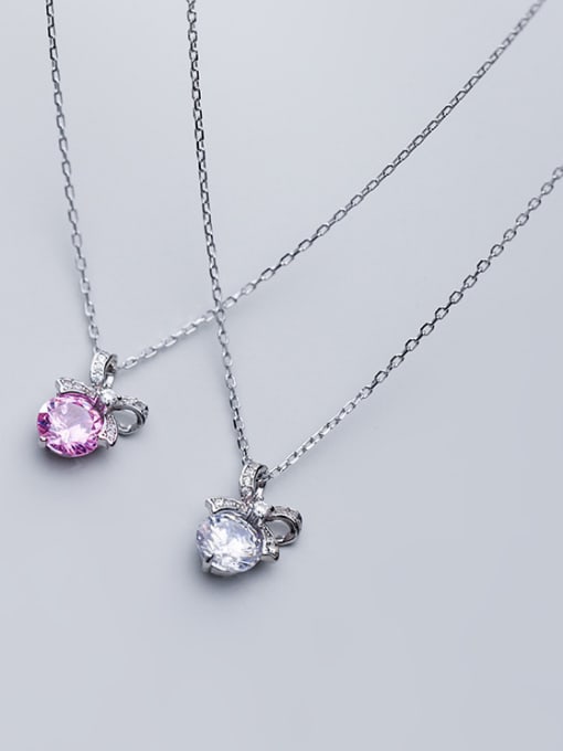 Rosh 925 Sterling Silver With Silver Plated Simplistic Bowknot Necklaces