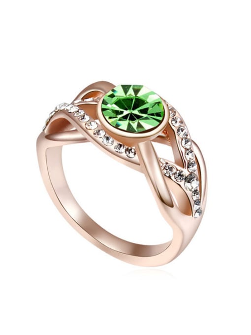 green Fashion Cubic austrian Crystals Champagne Gold Plated Ring
