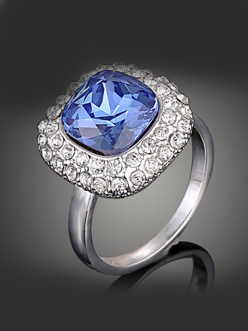 Wei Jia Fashion Blue Crystal Cubic Rhinestones Alloy Ring 2