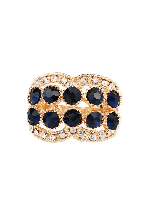 Gujin Personalized Blue Resin stones Gold Plated Alloy Ring 2