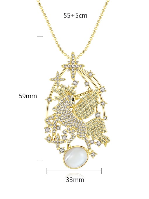 BLING SU Copper With Gold Plated Luxury Animal  Horse Pendant Power Necklaces 3