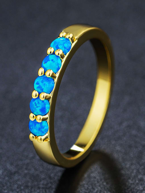 Blue Gold Plated Opal Stone Multistone ring