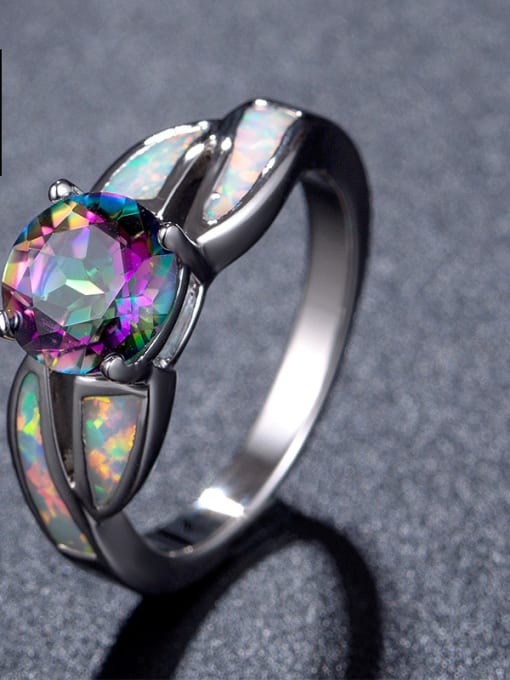 UNIENO Colorful Natural Opal Fashion Women Alloy Ring 1