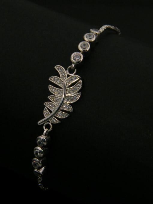 Silvery Leave-shape Stretch Bracelet