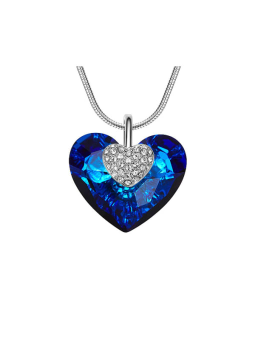 CEIDAI Blue Heart-shaped Crystal Necklace 0