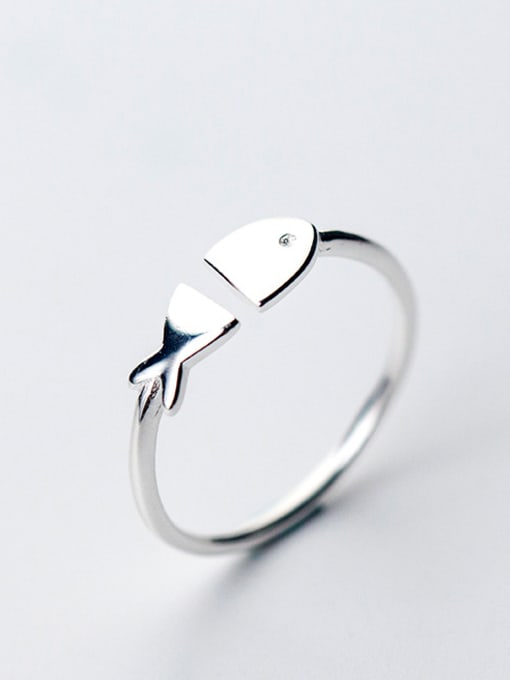 Rosh Fashion Open Design Fish Shaped S925 Silver Ring 1