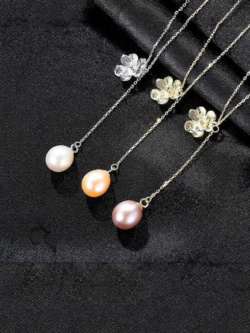 CCUI 925 Sterling Silver With Gold Plated Simplistic Flower Necklaces 2