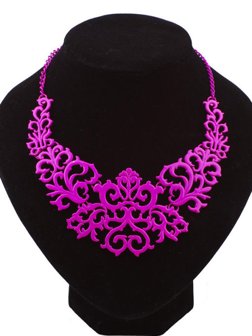 hot pink Personalized Hollow Flowery Alloy Necklace