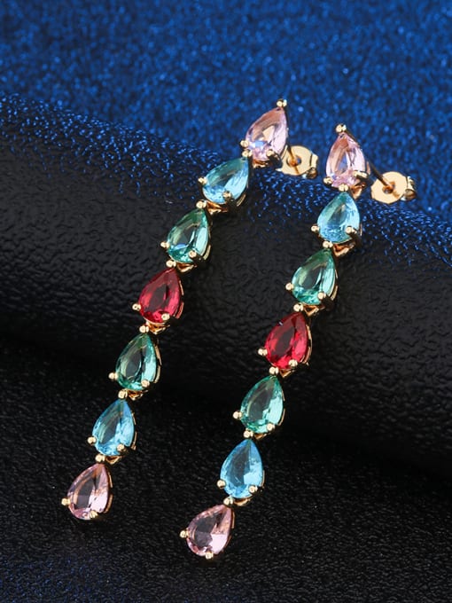 ROSS Copper With Glass stone Fashion Water Drop Drop Earrings 2
