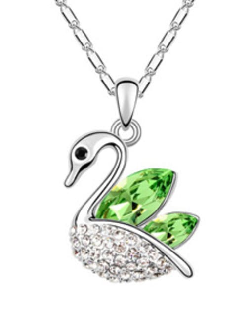 green Fashion Little Swan Shiny austrian Crystals Alloy Necklace