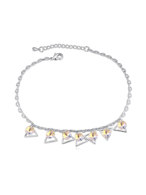 QIANZI Simple Hollow Triangles Shiny austrian Crystals Alloy Anklet 1