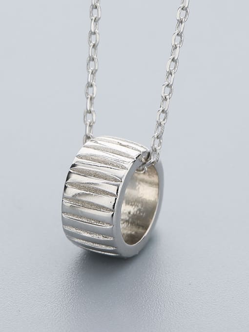 One Silver Hollow Geometric Necklace 2