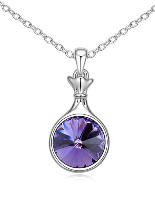 purple Simple Round austrian Crystals Pendant Alloy Necklace