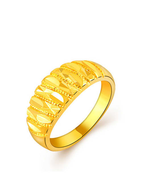 Yi Heng Da Fashionable 24K Gold Plated Geometric Design Copper Ring 0
