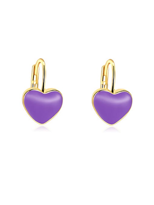 Purple Elegant 18K Gold Heart-shaped Zircon stud Earring