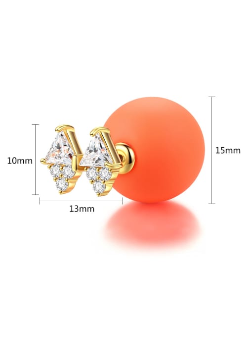 BLING SU Copper With 18k Gold Plated Fashion Ball Stud Earrings 3