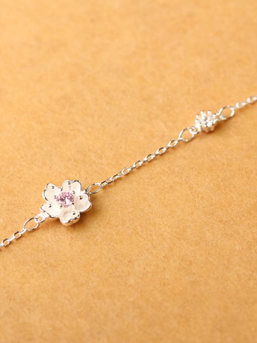 Peng Yuan Tiny Pink Flower Silver Bracelet 1