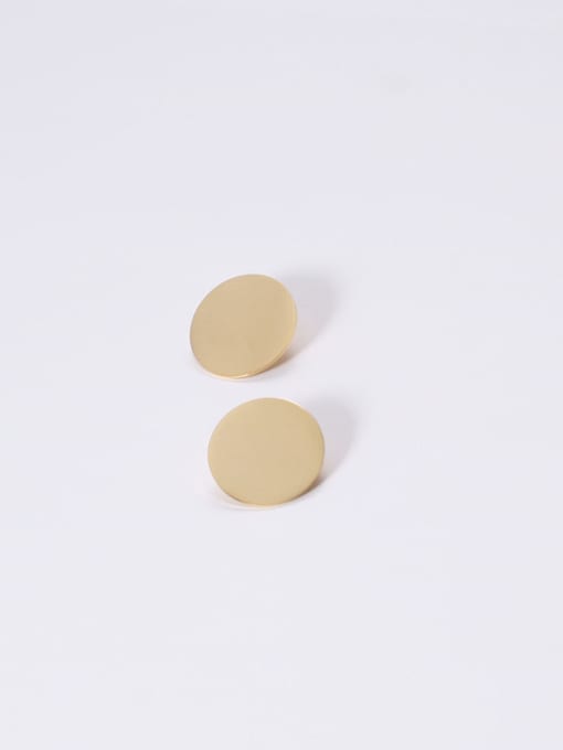 GROSE Titanium With Gold Plated Simplistic Round Stud Earrings 0